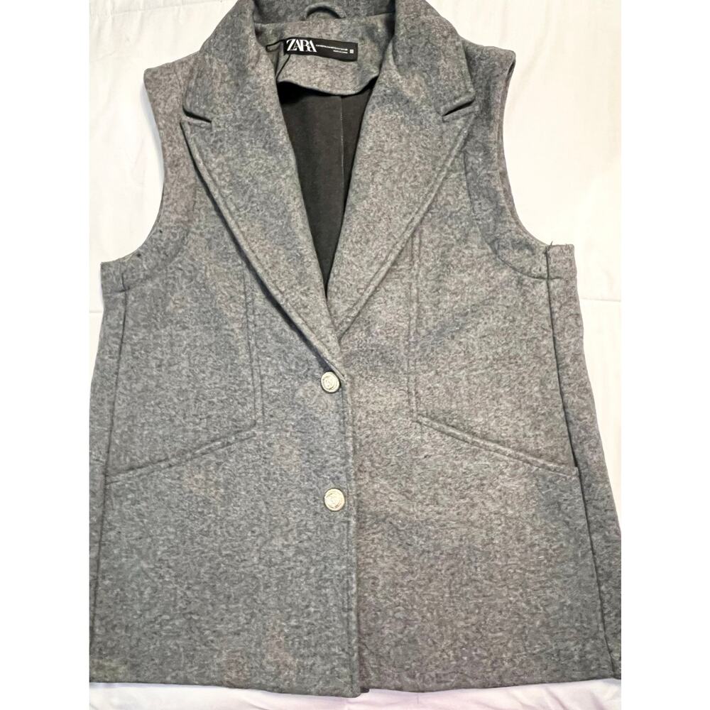 Zara Sleeveless Gray Wool Blend Vest Coat‎